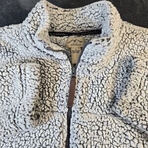 Blue Mountain Sherpa Fleece Jacket Womens XL Full Zip Cozy Warm Grey